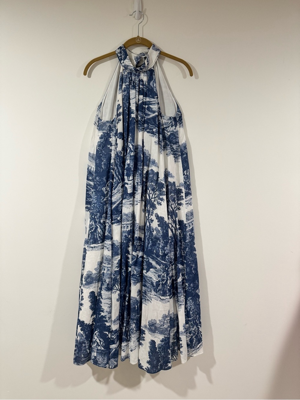 Worn 3x EUC COS Blue toile print dress. Size 6. Fully lined. Side pockets. - Picture 5 of 9